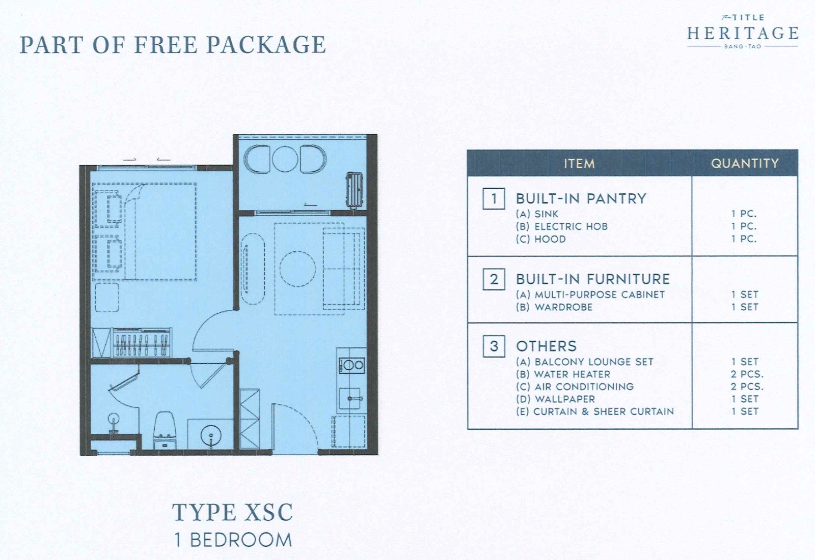 Type XSC floor plan and the developer's fitted package
