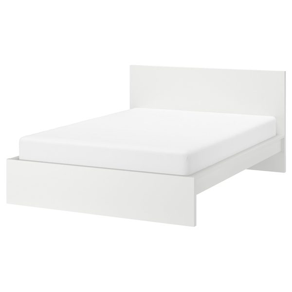 MALM Bed frame, high, white/Luröy, 150x200 cm