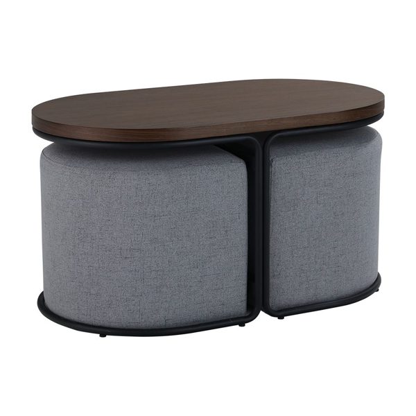 BENEDICT storage stool with table, dark brown